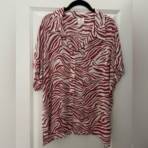 By Together Rust and White Zebra Print Button-Down Shirt
